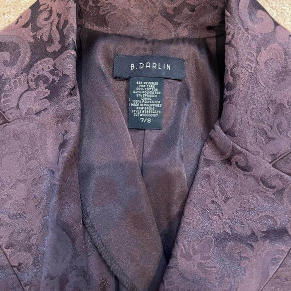 Vintage Style Brown Floral Skirt and Blazer B Darlin Size 7/8 - Picture 7 of 7